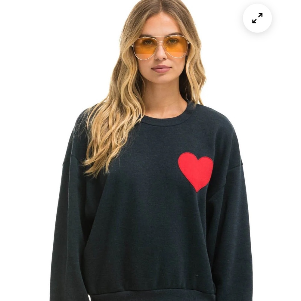 Aviator nation heart stitch relaxed crew sweatshirt size small